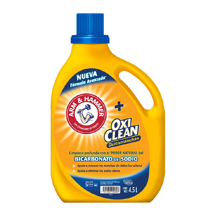 Detergente Líquido 
Arm & HammerTM+ OxiCleanTM Quitamanchas 
sin cloro
